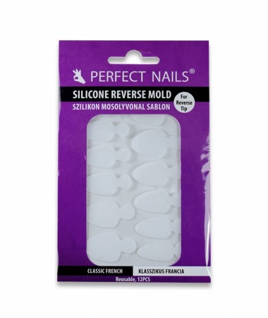 PERFECT NAILS SILICONE REVERSE NAIL MOLD - CLASSIC FRENCH - 12 PCS