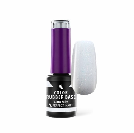 NEW!! PERFECT NAILS COLOR RUBBER BASE GEL - GLITTER MILKY 4ML