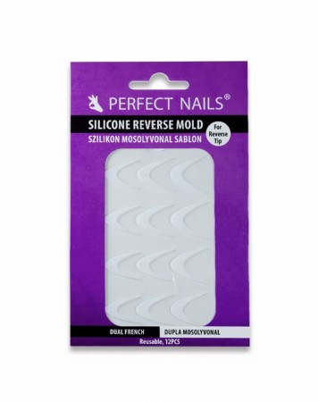 PERFECT NAILS SILICONE REVERSE NAIL MOLD - DUAL FRENCH - 12 PCS