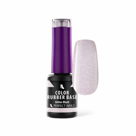 NEW!!PERFECT NAILS COLOR RUBBER BASE GEL - GLITTER BLUSH 4ML