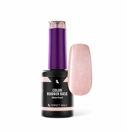 NEW!!PERFECT NAILS COLOR RUBBER BASE GEL - GLITTER PEACH 8ML