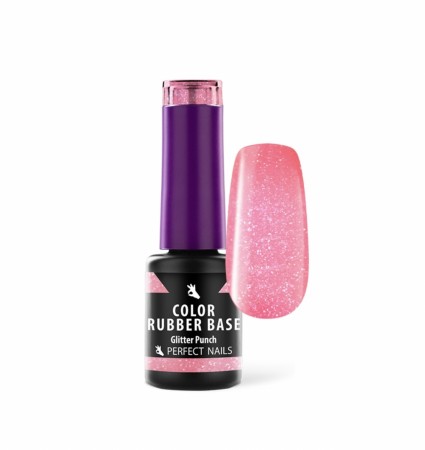 NEW!!PERFECT NAILS COLOR RUBBER BASE GEL - GLITTER PUNCH 4ML